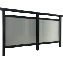 Black aluminum balcony railing glass system design